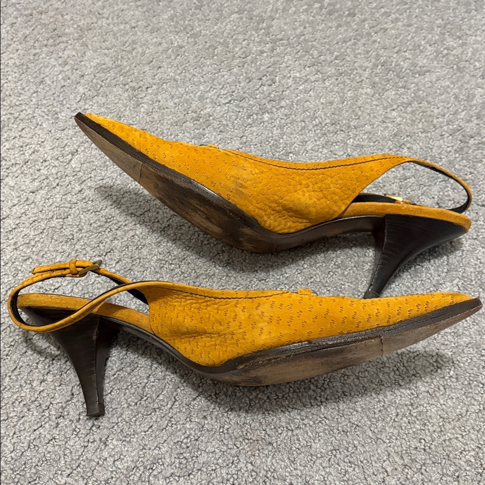 Prada Vintage Mustard Yellow Slingback Heels 40.5 - Picture 5 of 9